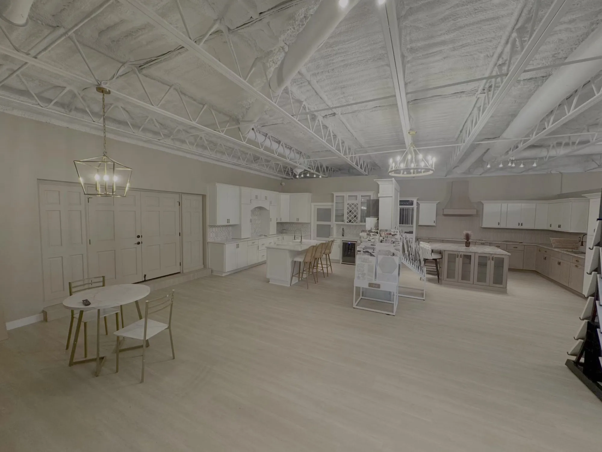 Kitchen and dining displays at Steel Valley Showroom